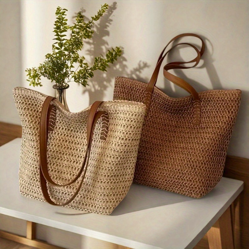 Crochet Bag Raffia - Modische und vielseitige gewebte Damentasche mit
