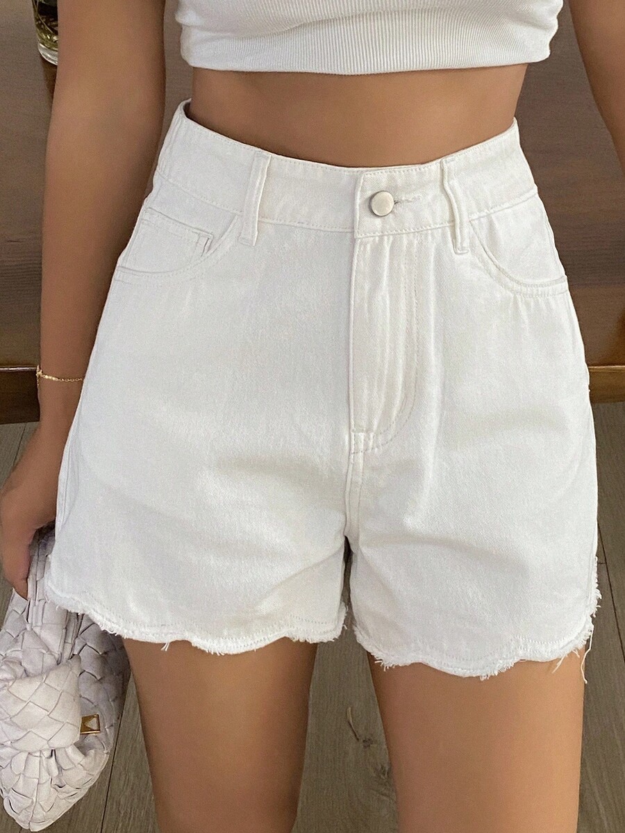 Shorts Denim Frayed - Damen Loose Casual Denim Shorts Sommer