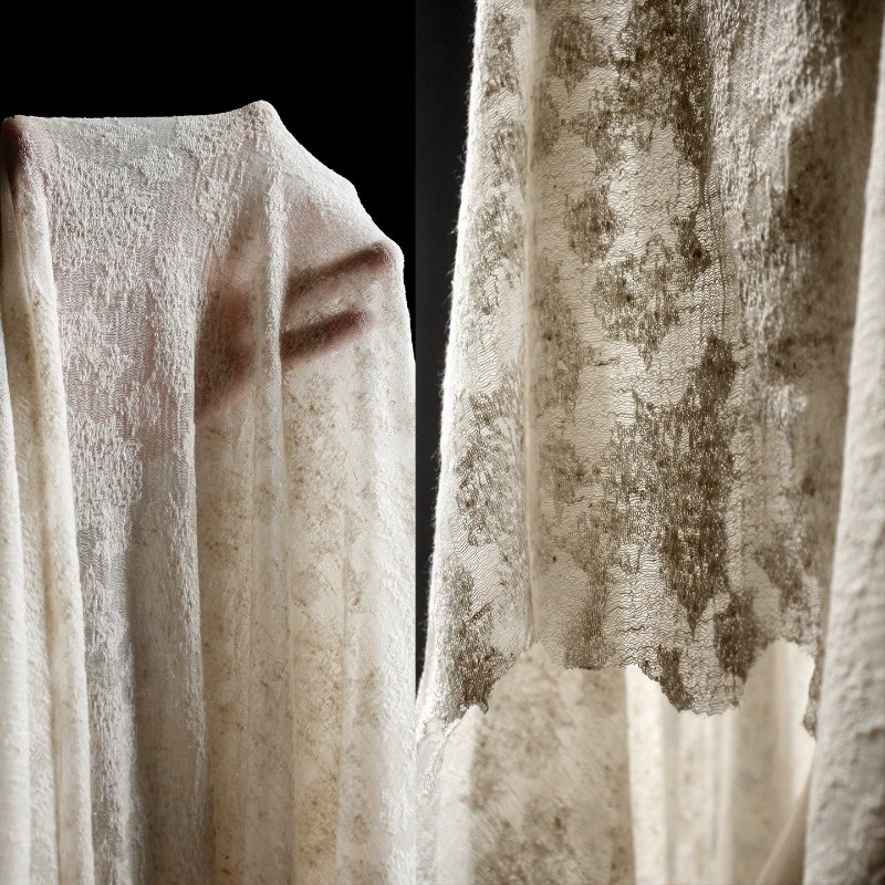 Linen Dress Wrap - Distressed Vintage Texturierter Baumwoll-Leinen-Strickstoff, dehnbar, fließend,