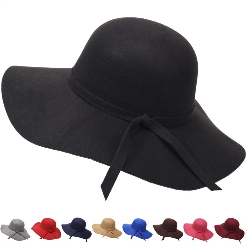 Hat Floppy Wide - Vintage-Stil Fischerhut Faltbares Design Filzmaterial Breitkrempige