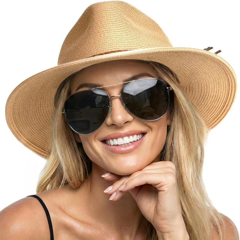 Hat Floppy Wide - 1 Stück Sommer Stroh Strand Sonnenhut