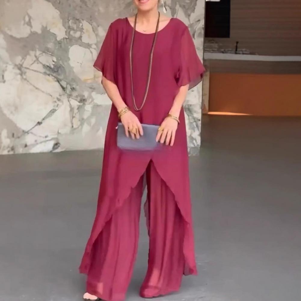 Linen Pant Wide - Damen-Hosen-Sets aus Baumwollleinen, 2-teilig, lässig, kurzärmelig,