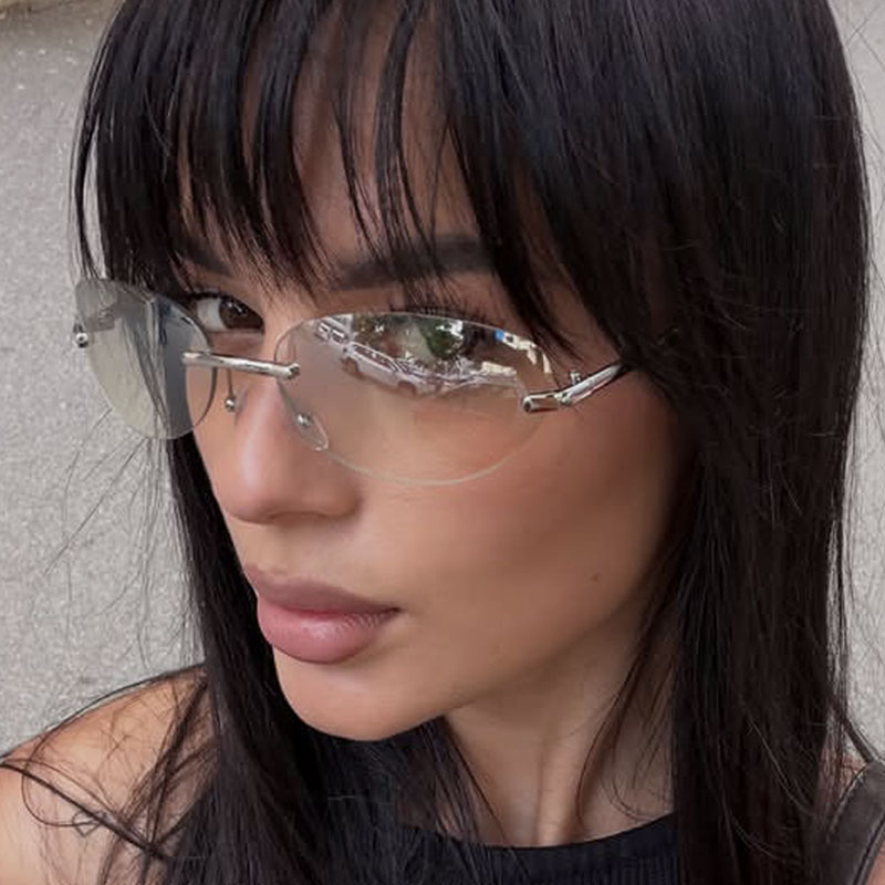 Sunglasses Cat Eye - Randlose Ovale Sonnenbrillen für Männer und