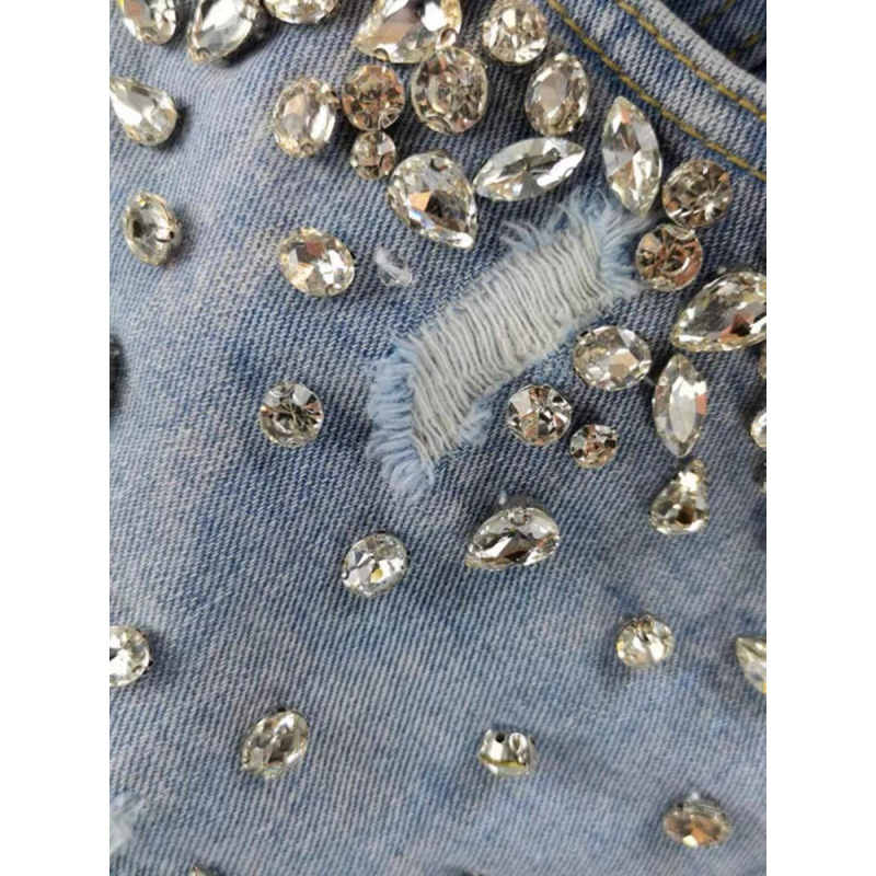 Hot Girl Style Strass-Jeanssho – Shorts Denim Frayed Bewertung und Preis