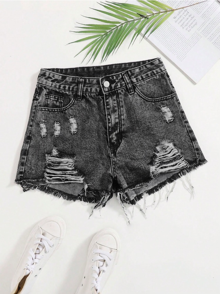2026 Neue Vintage Washed Denim – Shorts Denim Frayed Bewertung und Preis