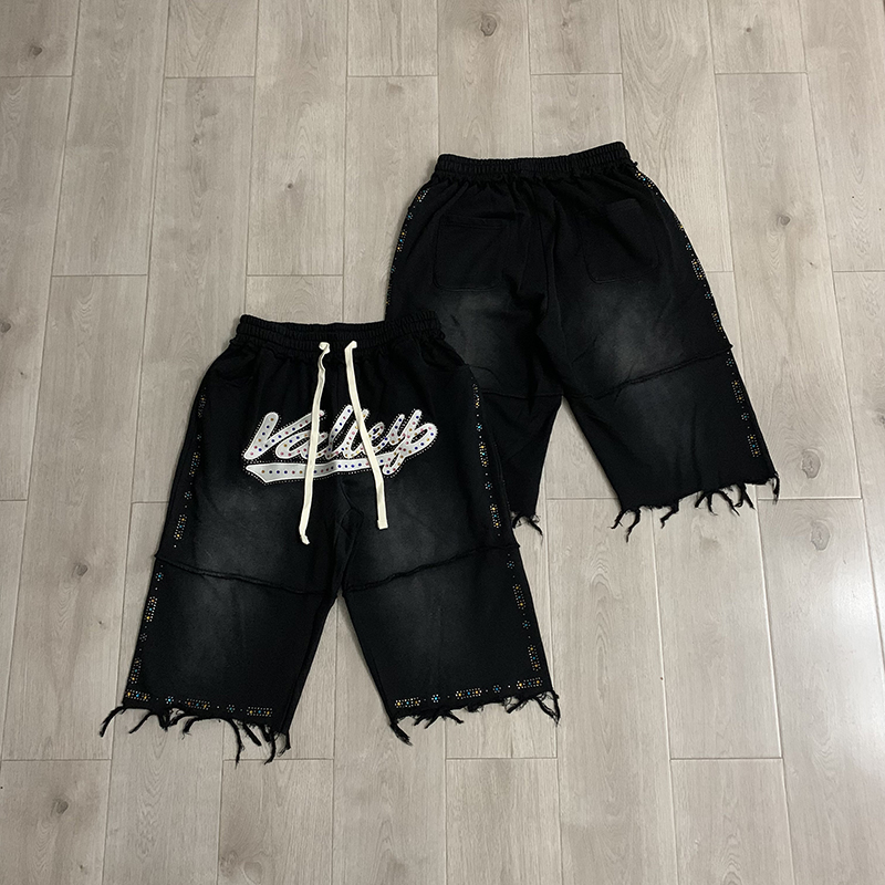 VALLEY Herren Schwarze Knielan – Shorts Denim Frayed Bewertung und Preis