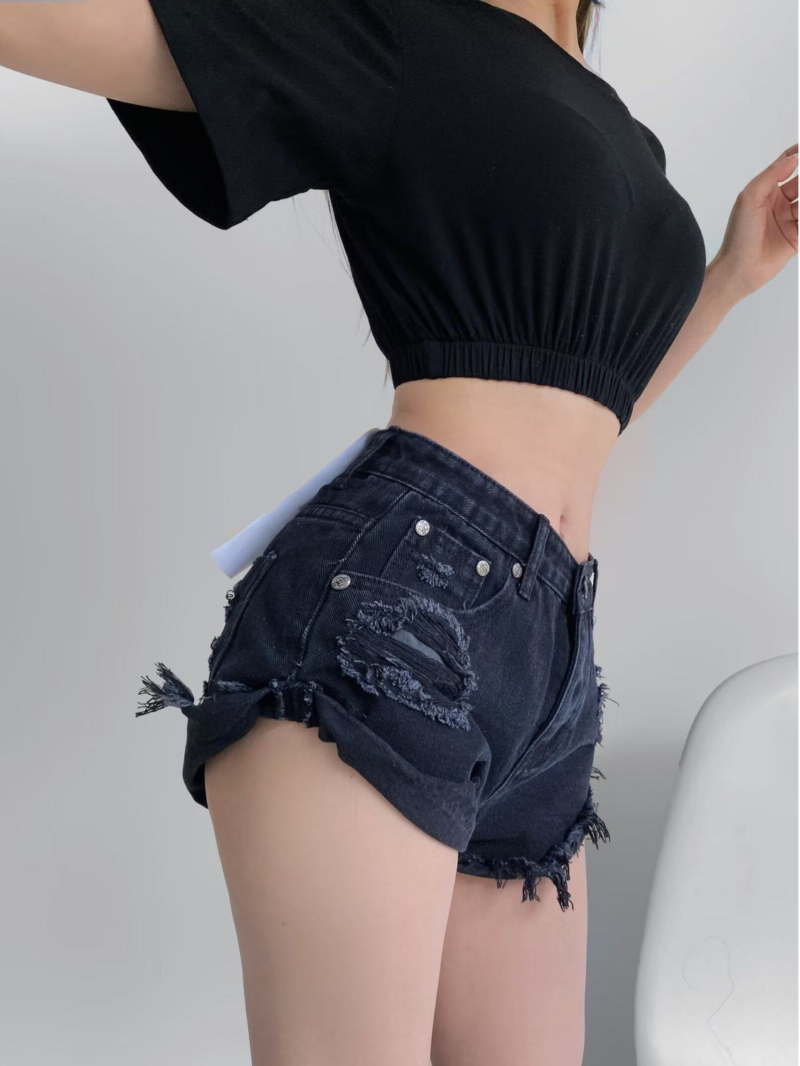Damen Low-Waist Distressed Den – Shorts Denim Frayed Bewertung und Preis